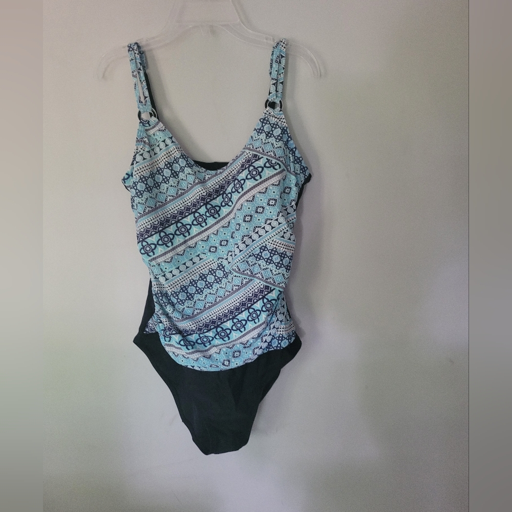 Krista Blue Patterned One-Piece Swimsuit Size 12